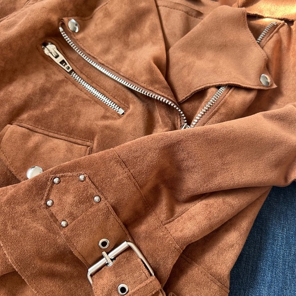 BLANK NYC moto jacket faux suede coffee bean sz M - Picture 6 of 6